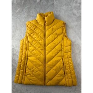 Springfield Puffer Vest Women 8 Yellow Sleeveless Full Zip Quilted Outerwear